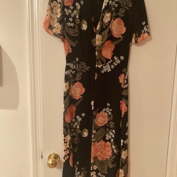 Reformation Black Floral Andre Dress in Vivette - Picture 5 of 5